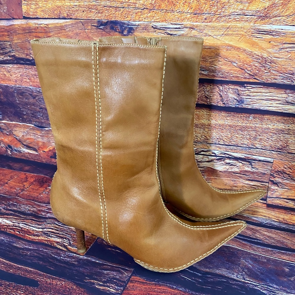 Diba Leather Heel Boots Size 8.5